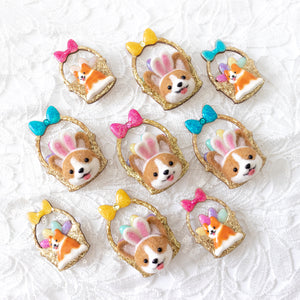 [PREORDER] Easter Corgi Basket Brooch