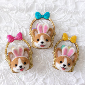 [PREORDER] Easter Corgi Basket Brooch