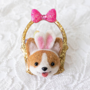 [PREORDER] Easter Corgi Basket Brooch