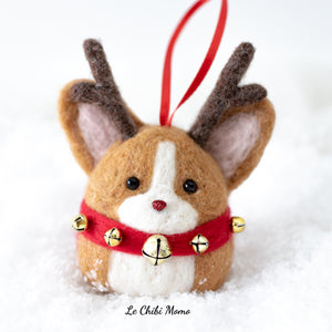 [PREORDER] Rudolph Corgi with Jingle Bells Ornament