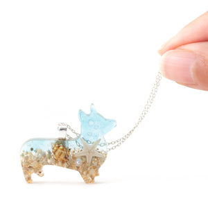 Beach Corgi Pendant Necklace