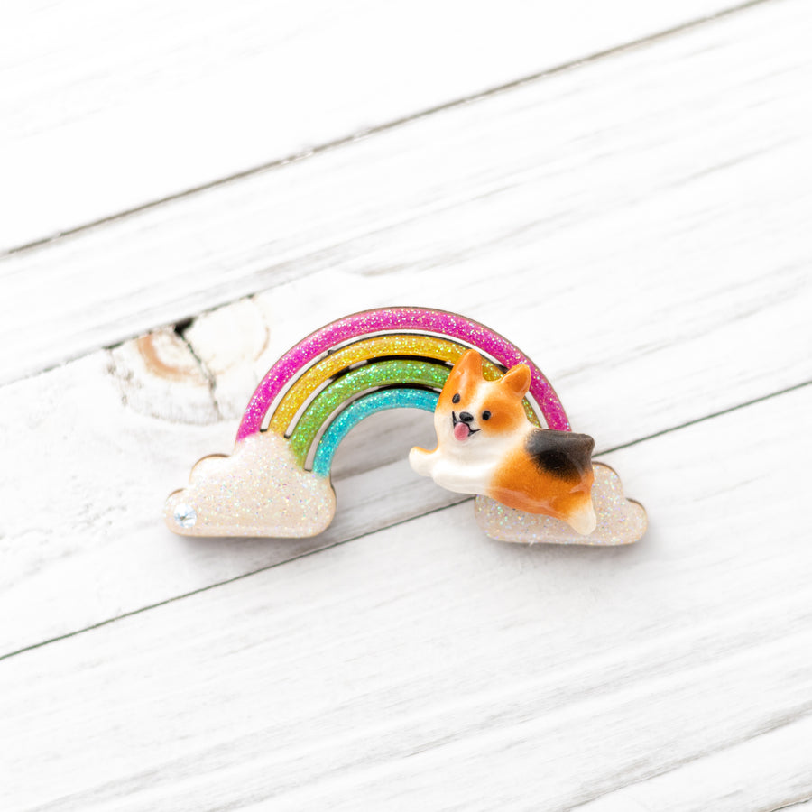 [PREORDER] Corgi Pastel Rainbow Brooches