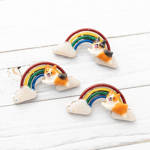 Corgi Rainbow Brooches