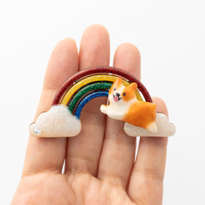 Corgi Rainbow Brooches