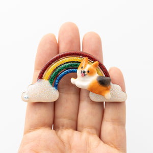 [PREORDER] Corgi Rainbow Brooches